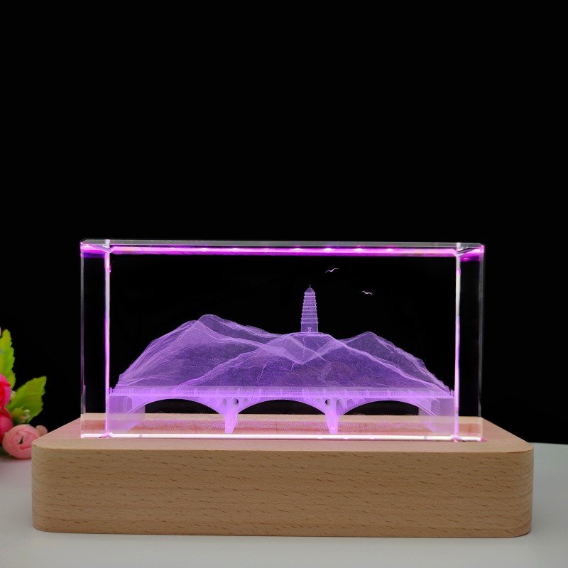 3d engraving crystal-Mountain scene-03